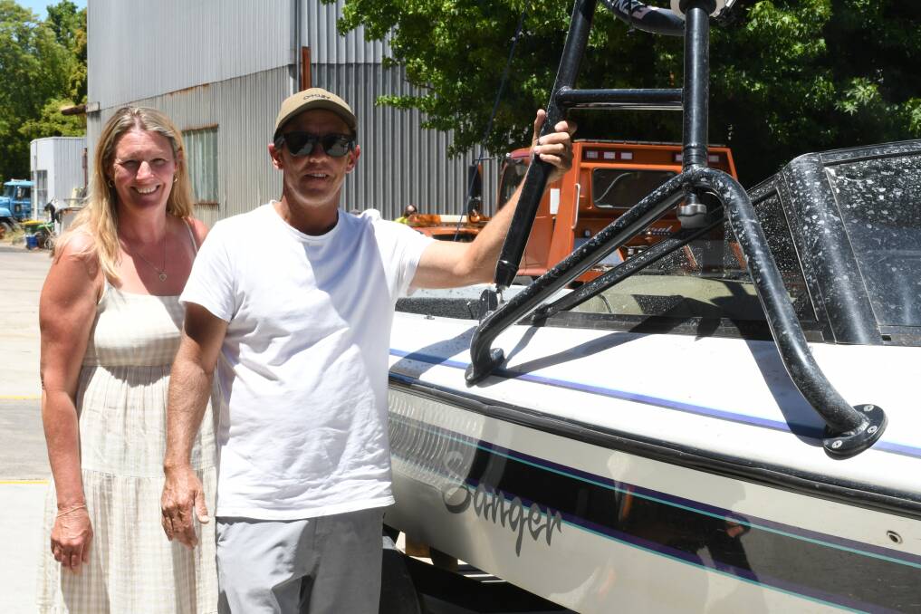 Amanda Hadley-Peebles and Heath Peebles drove from Bundalong to Ballarat on Friday to recover their stolen specialist barefoot boat after it was stolen from Yarrawonga in the early hours of Thursday morning. 
