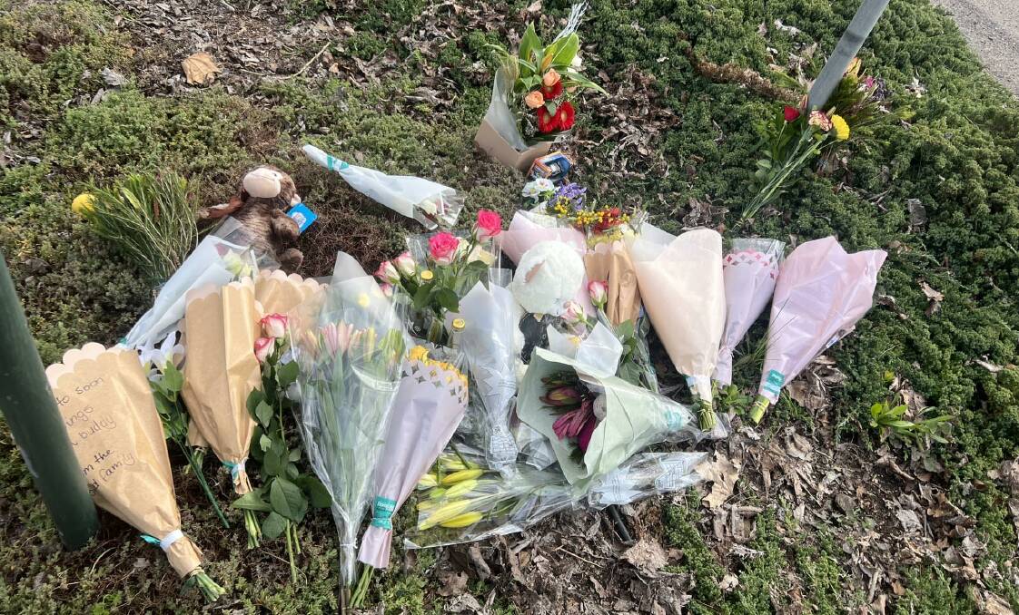 Floral tributes left at the crash scene. Picture supplied