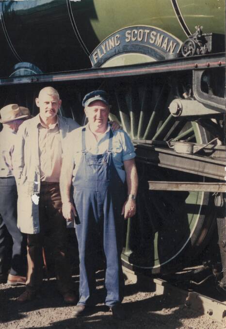 ON THE RAILWAY: An old picture of Fred Rochow (right) and Jack Brown (left). 