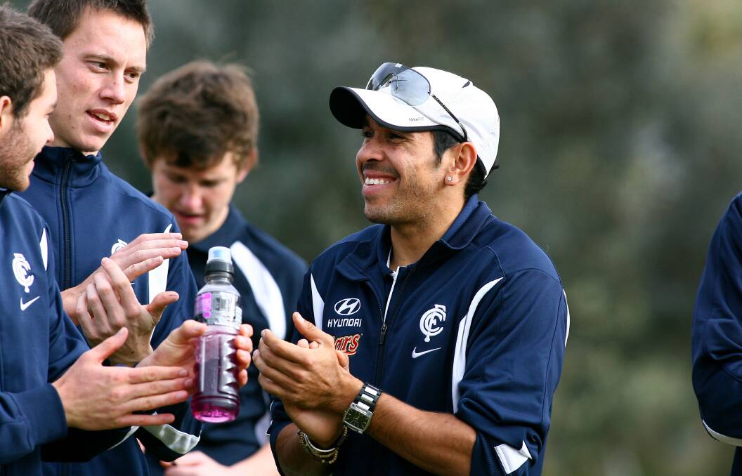 Eddie Betts during a clinic in Wangaratta in 2008, when he was a Carlton player. File picture