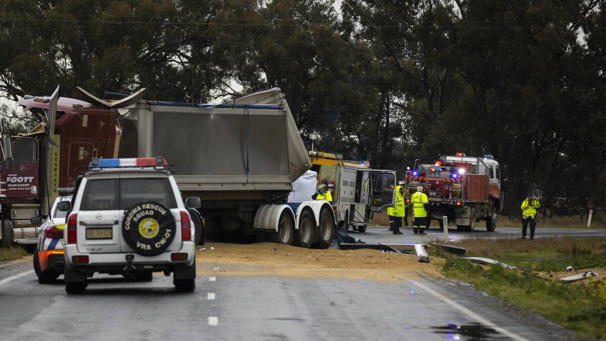 Emergency services at the scene of the truck crash on Federation Way, Daysdale, on August 11 that claimed the life of Vincent Gooden.