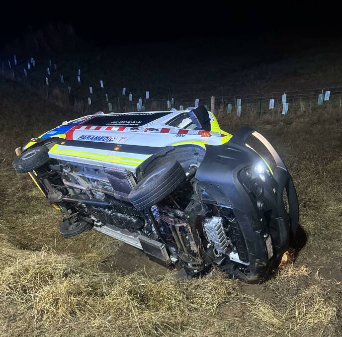 The Victorian Ambulance Union says a fatigued paramedic's rollover in the early hours of Thursday, June 27, could have been far more serious. Picture supplied