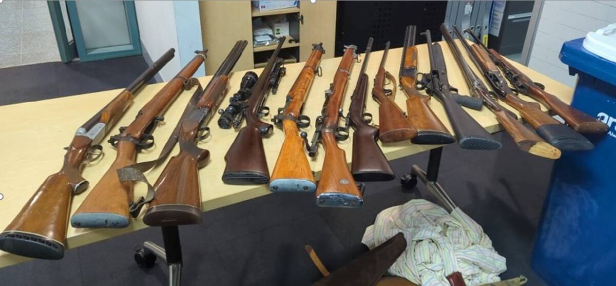 Police officers seized firearms while searching two properties in Jindera on Thursday. Picture by NSW Police