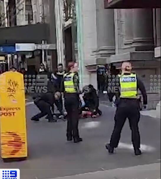Footage of Thursday's incident in Melbourne's central business district was posted on social media by 9 News. 