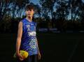 Franklin Murray Wright, 14, designed the Corowa-Rutherglen jumper for the Ovens and Murray league's Indigenous round. Picture by James Wiltshire