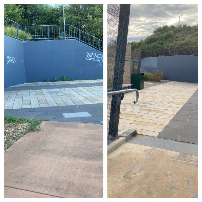 Reader David Henricus commends Albury Council for its quick action in cleaning up graffiti, as shown by these before and after pictures.