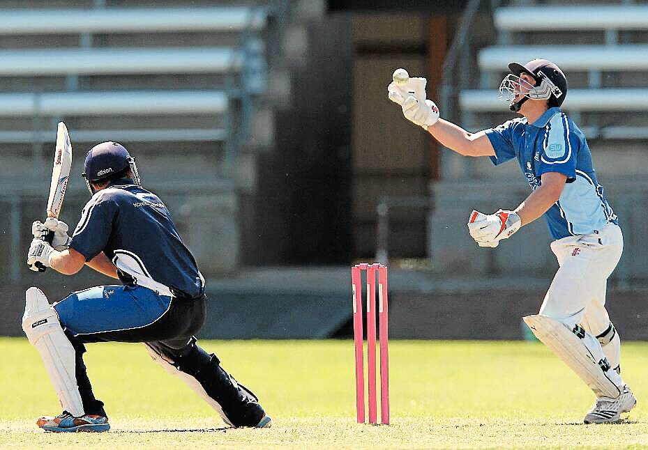 Cricket Albury-Wodonga bowler Dan Dixon sends one down against ANU at Lavington Oval. Pictures: MATTHEW SMITHWICK