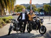 Riley Payne with his 1978 Yamaha XS650 and Kim Blanza with a 2024 Triumph Scrambler 400 ahead of the Albury Distinguished Gentleman's Ride on Sunday, May 19. Picture by James Wiltshire